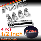 Chrome Mars Performance wheels 1/2 inch ultra slim 7 spline Security Lock Nuts Set 4 pcs with Key